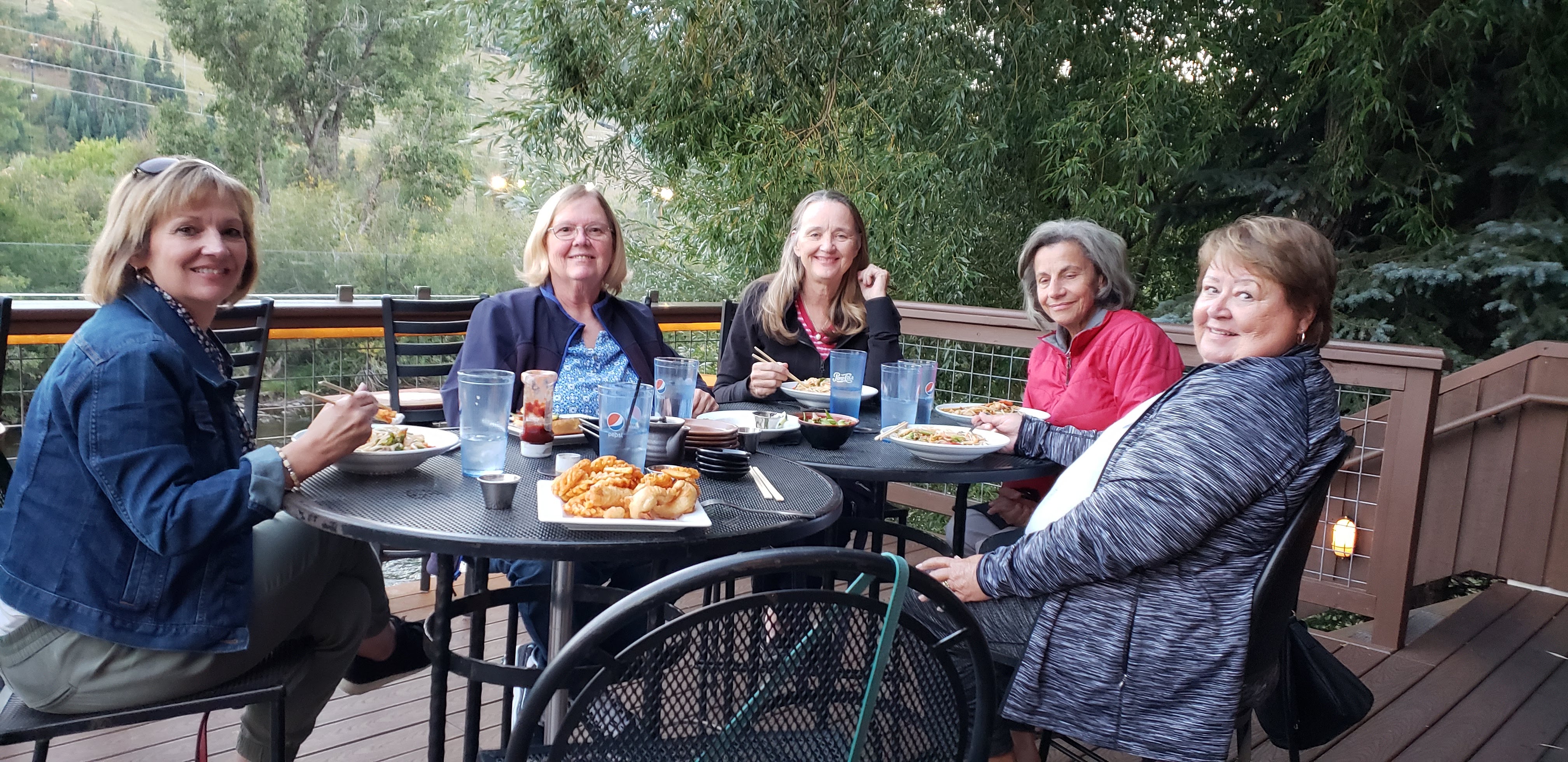 Kay, Renee, Judy, Nora at Restaurant 609 Yampa, on the River
