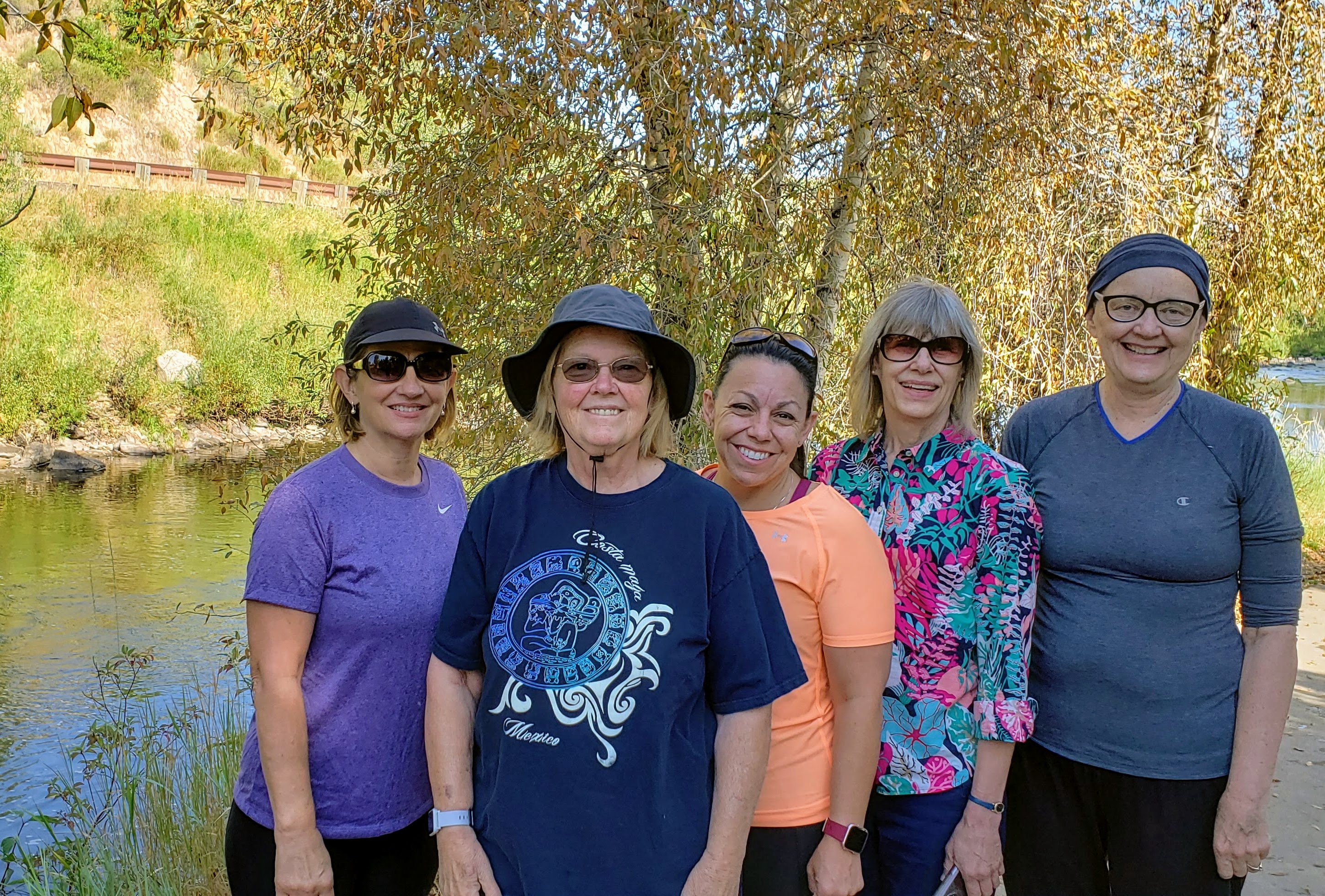 Suzanne, Renee, Susan, Kae, Judy along Yamps river